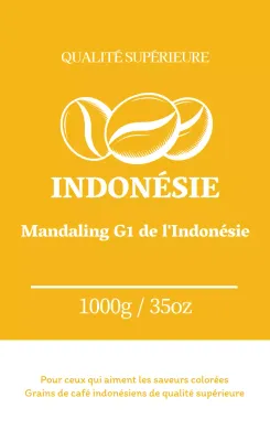 Étiquette de grains de café avec illustration jaune