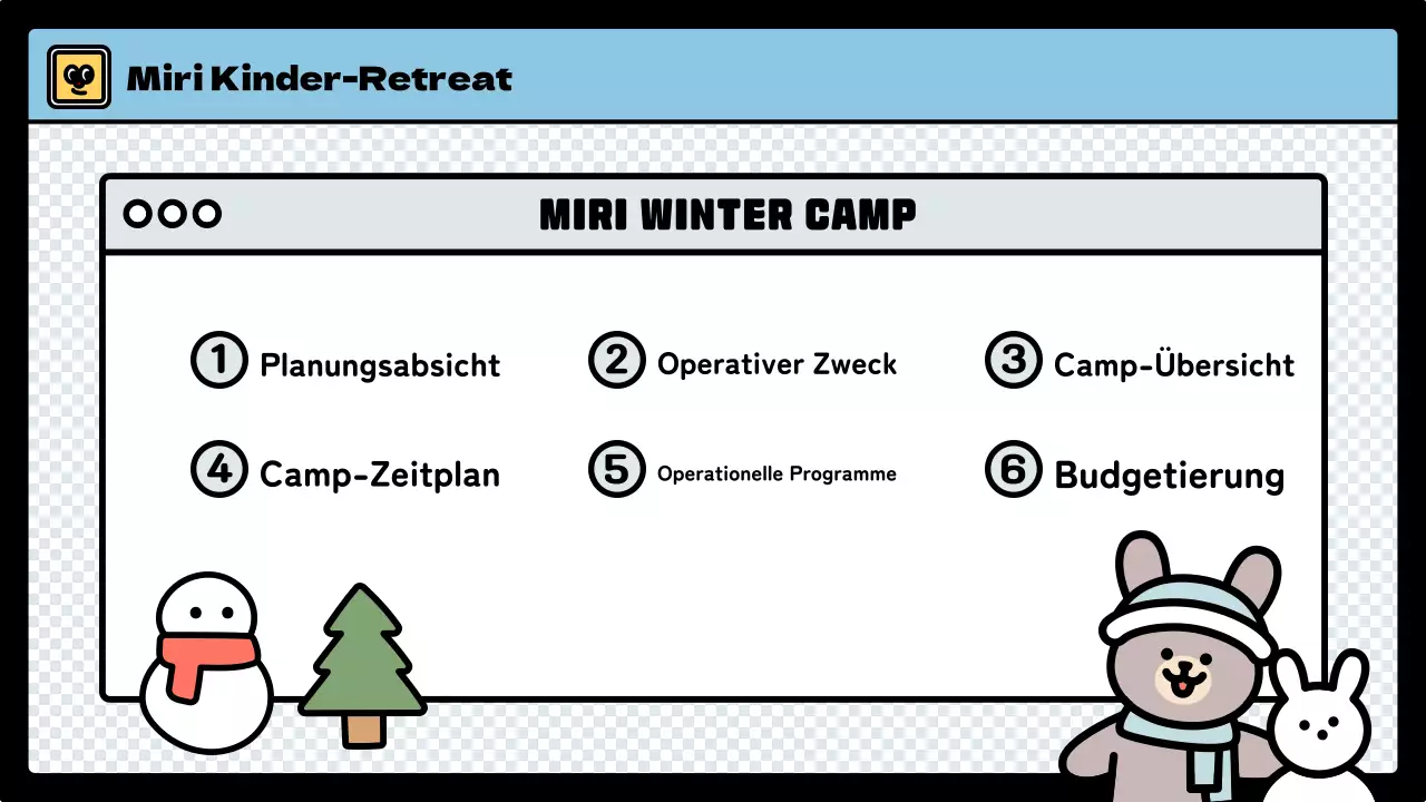 Kinder-Winterlager mit niedlichem Stil in Hellblau und Grün