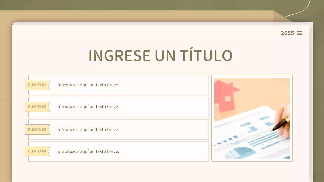 Para presentaciones con un concepto de documento limpio en tonos oliva y beige