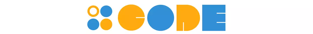 Untuk promosi perusahaan, dengan font berbentuk kuning dan biru sederhana yang menyoroti merek perusahaan.