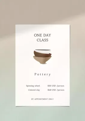 Beige Minimalist Pottery Class Poster