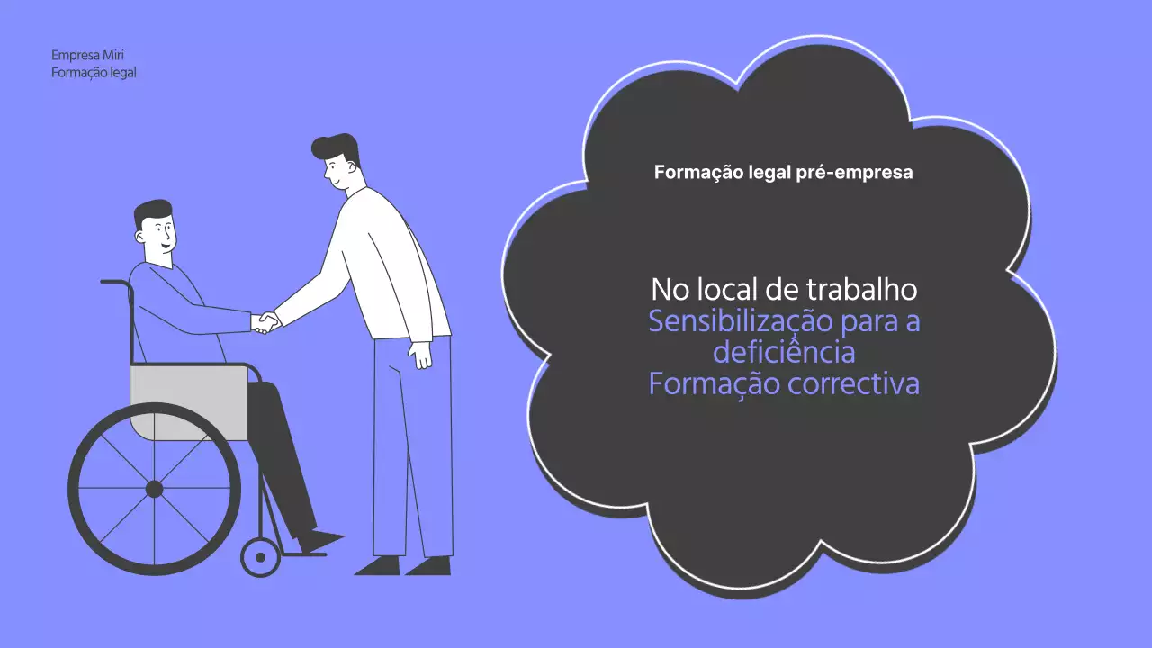 Tema da formação de sensibilização para a deficiência em azul claro e cinzento