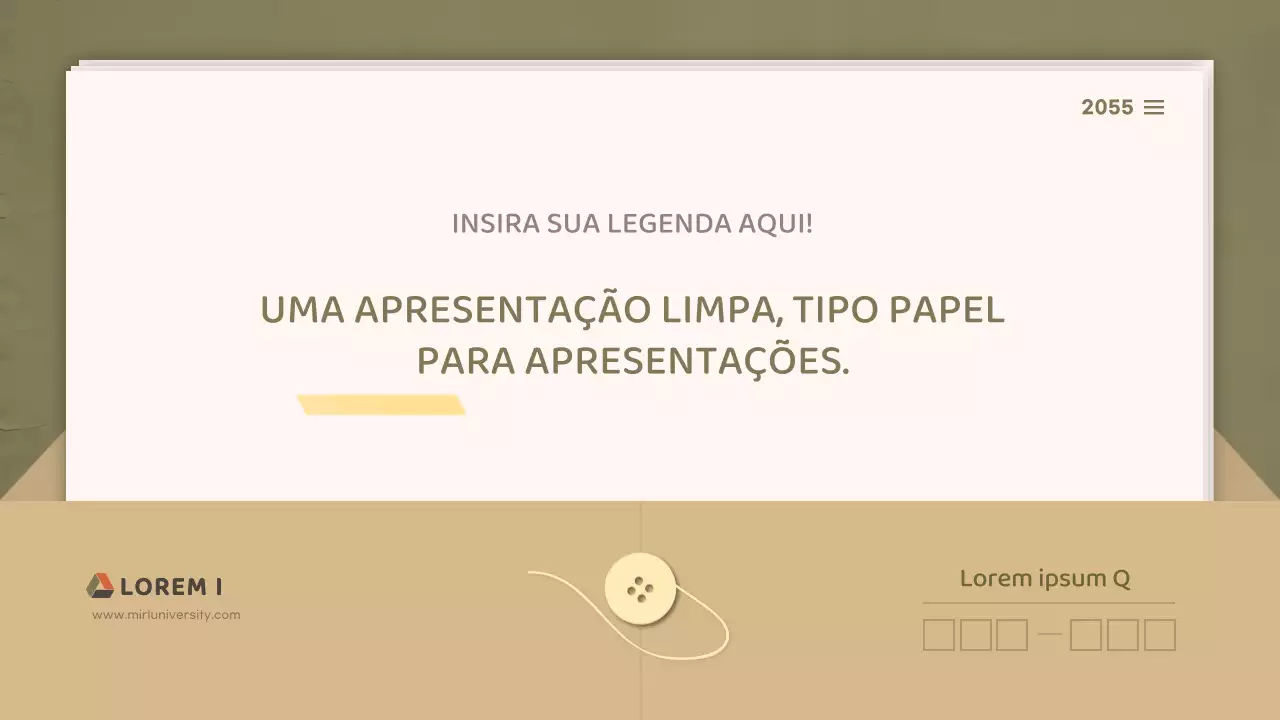 Para apresentações com um conceito de documento simples em tons de azeitona e bege