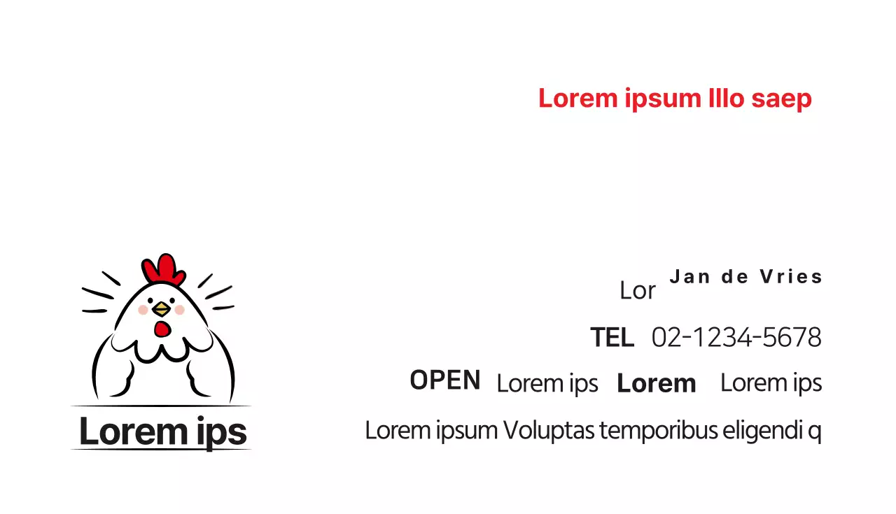 Rood Zwart Geïllustreerd Kippen visitekaartje