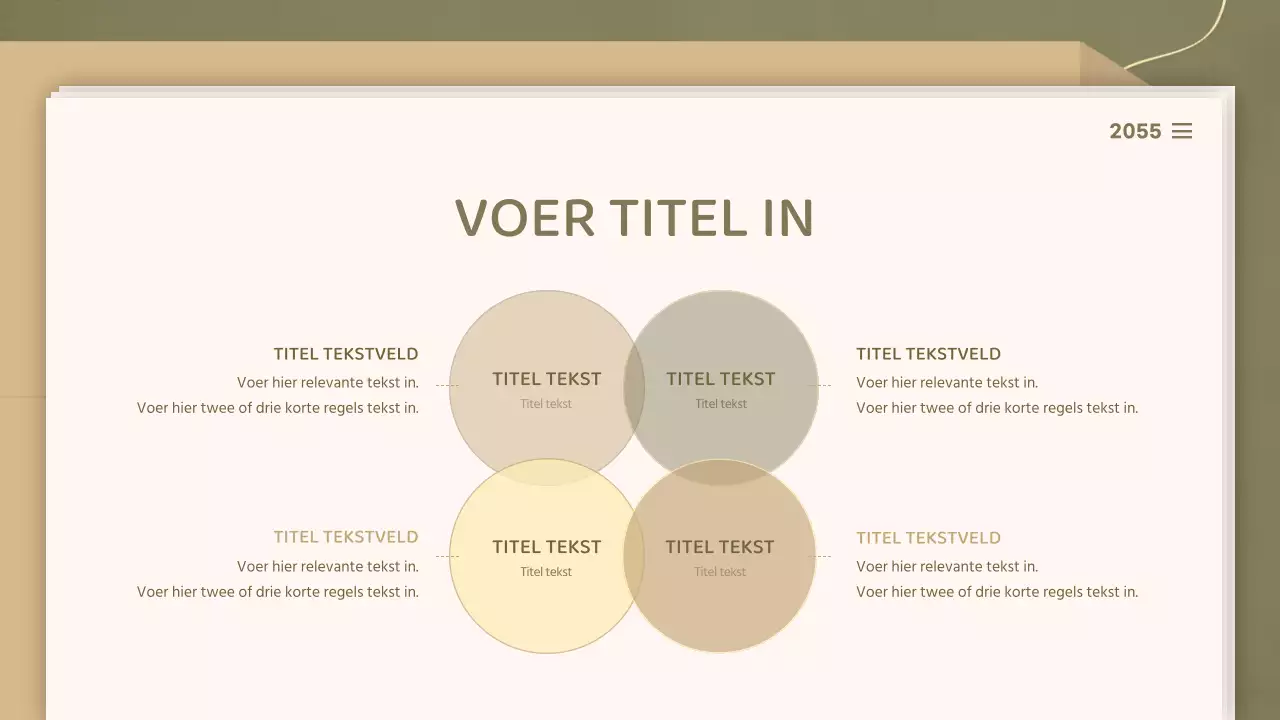Voor presentaties met een strak documentconcept in olijf- en beigetinten