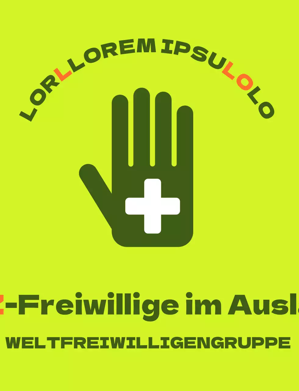 Weste für Freiwillige im Ausland mit einfachem grün-orangefarbenem Logo