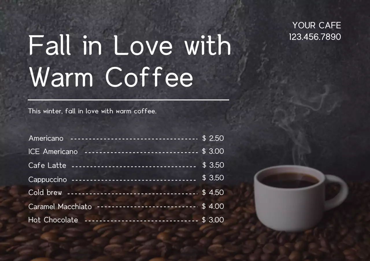 Brown Modern Coffee Menu Poster