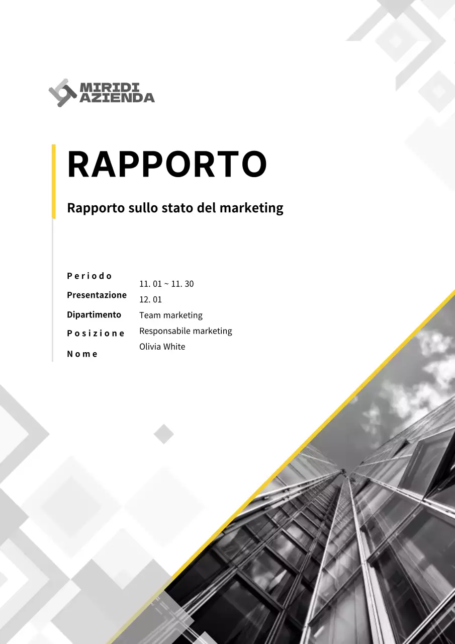 Rapporti con un tema pulito giallo e grigio