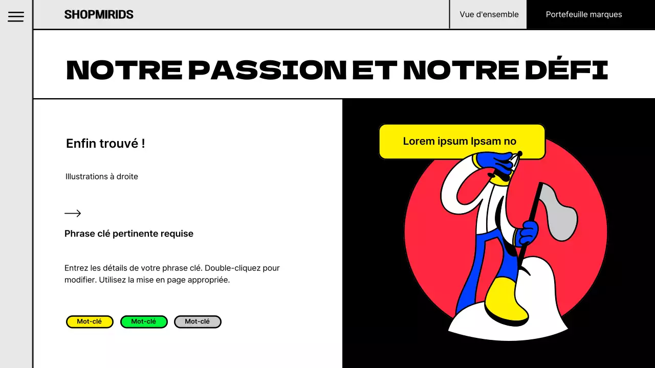 Illustration pop d'un concept de portefeuille de marques aux couleurs fluorescentes