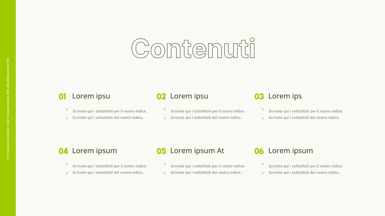 Illustrazione in bianco e verde lime per percepire la formazione sulla disabilità PPT sul posto di lavoro