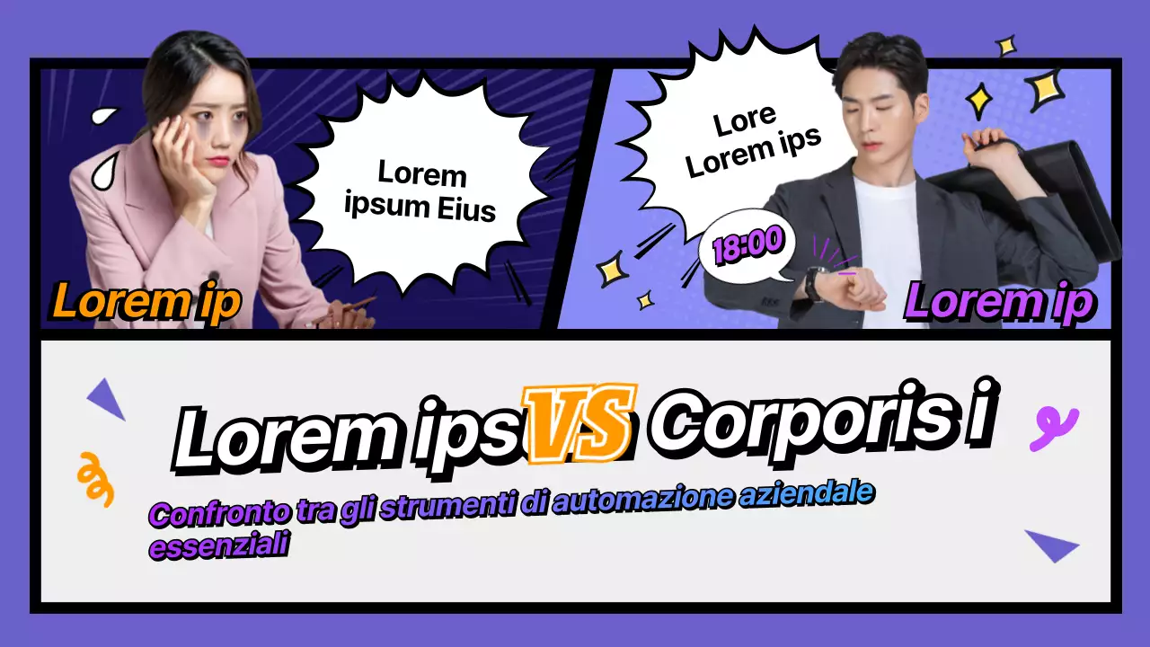 Miniatura di YouTube di un'illustrazione a fumetti viola che mette a confronto gli strumenti di automazione aziendale.