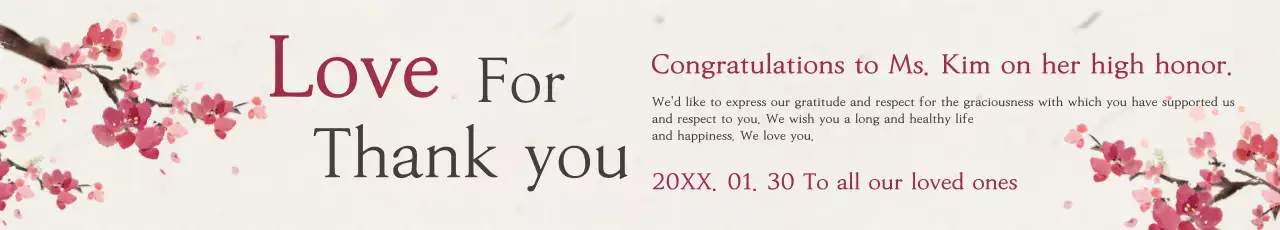 Banner de cartão de felicitações com flores rosa