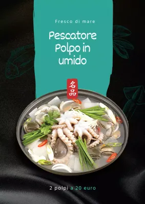 Nero e verde polpo bordo menu web poster verticale