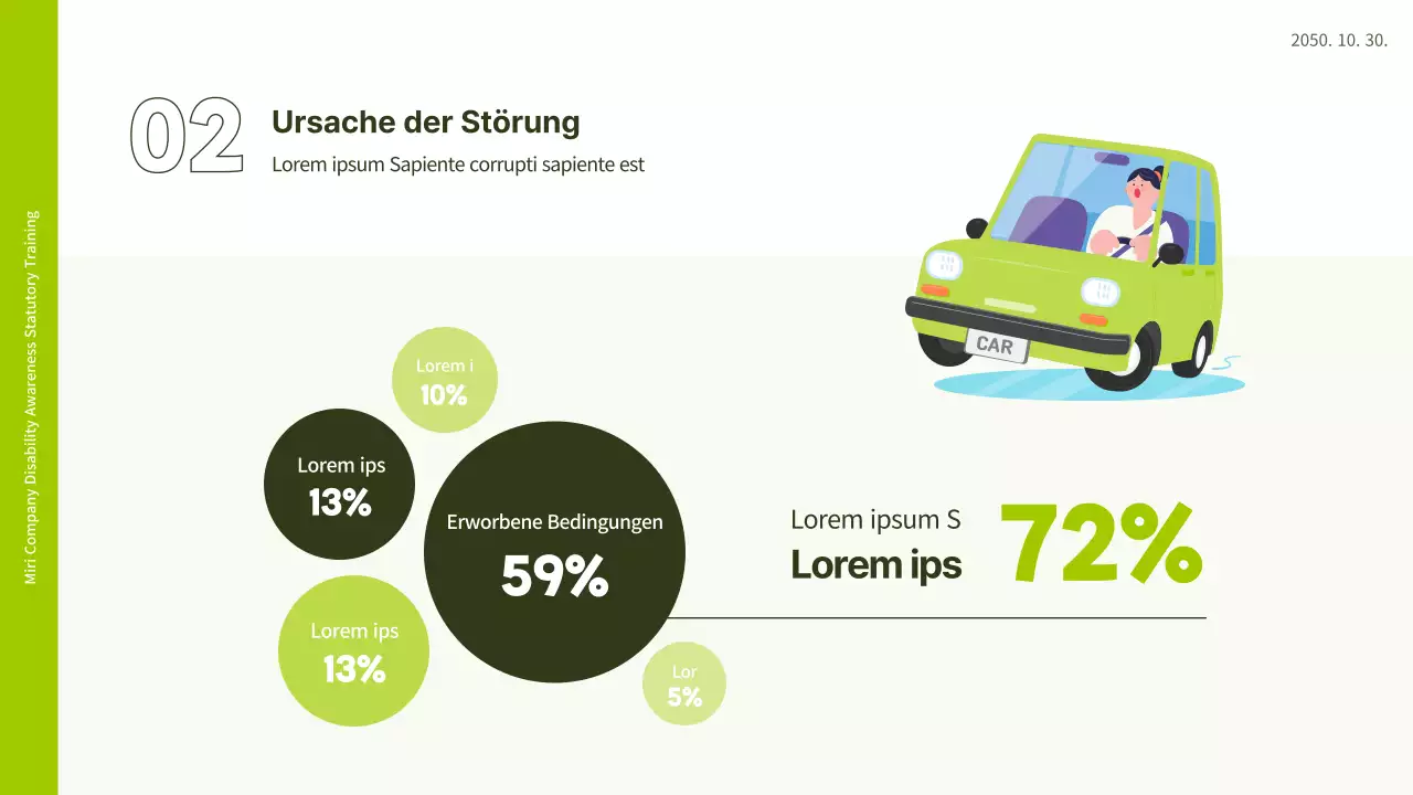 Weiße und lindgrüne Illustration, die das Gefühl vermittelt, dass das PPT am Arbeitsplatz für Behinderungen sensibilisiert.