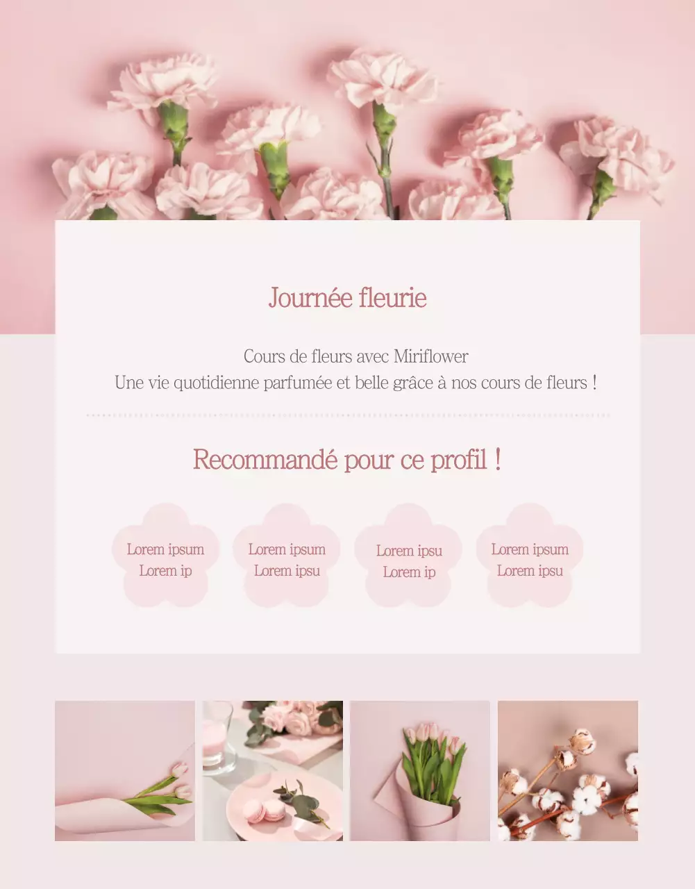 Page de détails sur les cours de fleurs
