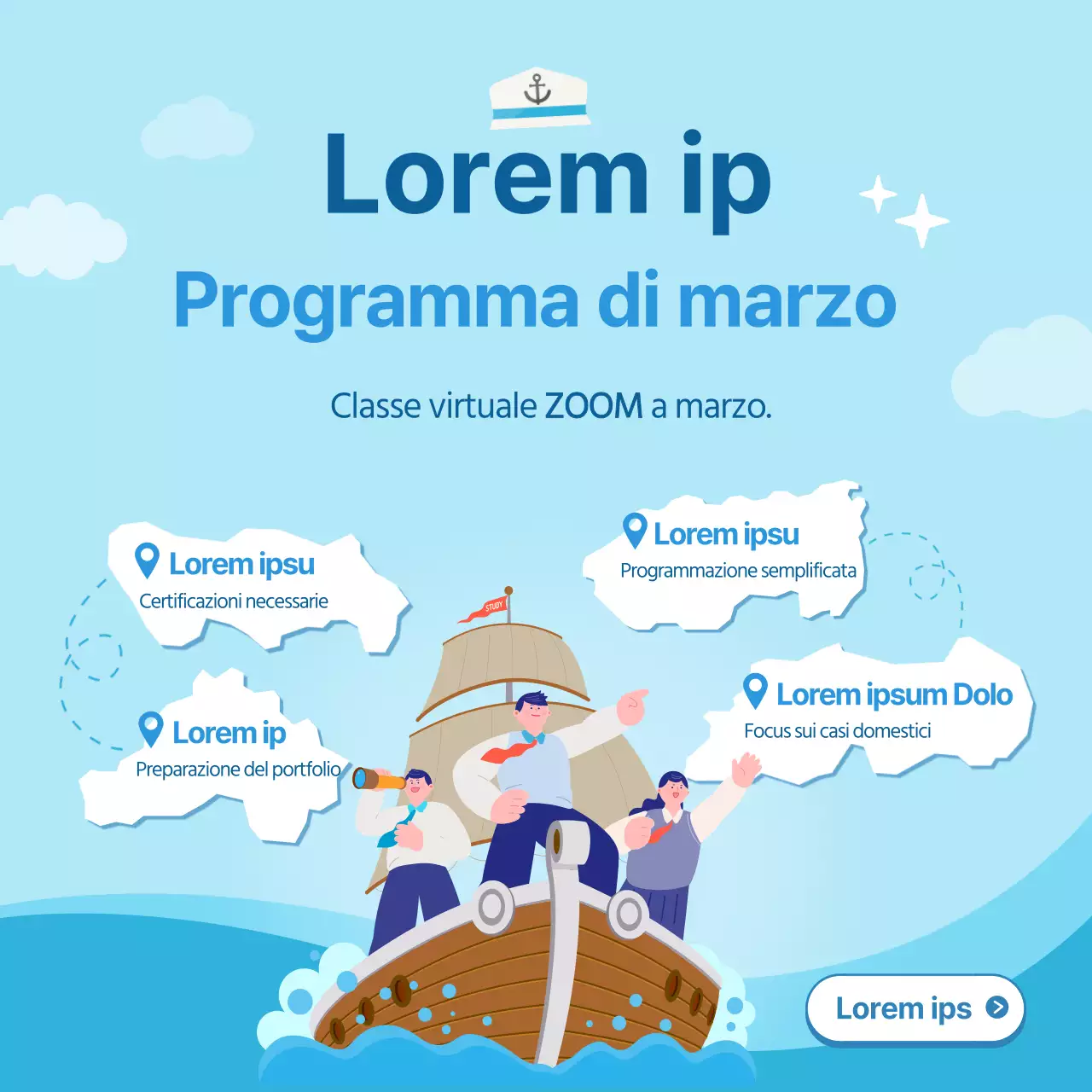 Un post di promozione della classe di carriera blu, cool e back-to-school