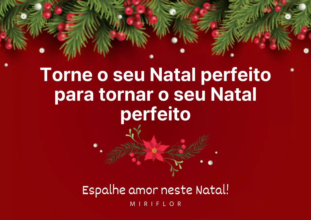 Cartaz de paisagem de Natal de florista com grinalda vermelha