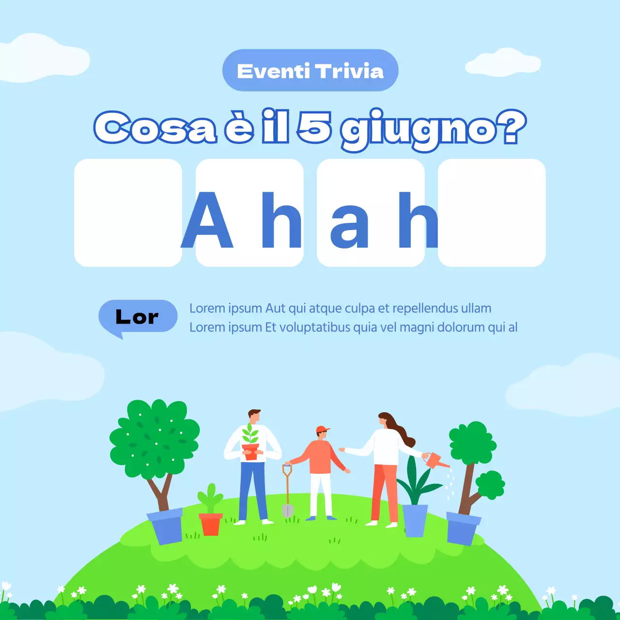 Illustrazione verde e azzurraQuiz superstar della Giornata dell'AmbienteEvento