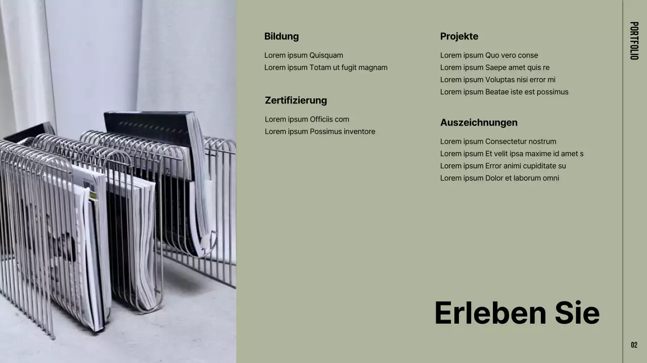 Eine moderne Mappe in Khaki und Beige