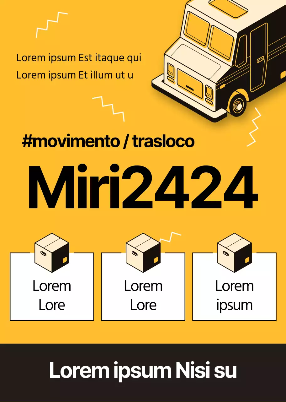 Promuovete un centro traslochi pulito con l'illustrazione di un camion arancione