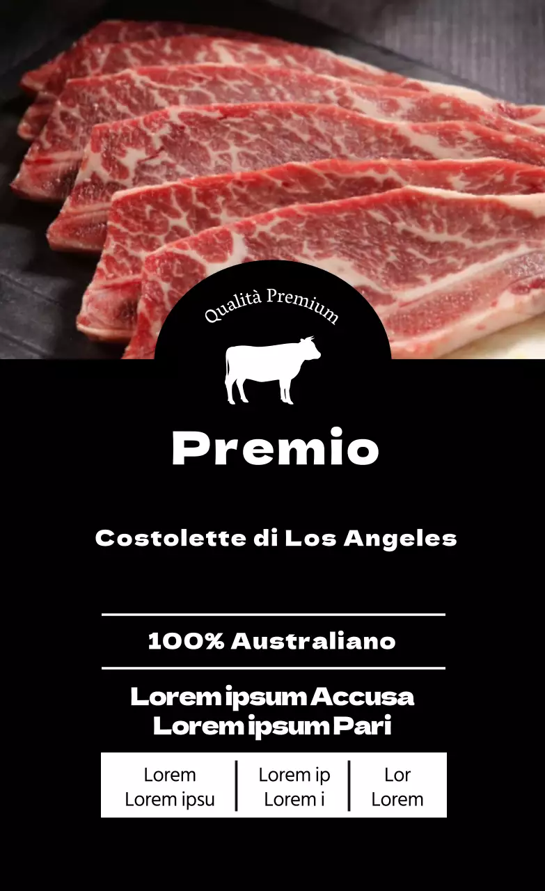 Etichetta alimentare con costine fotografiche nere