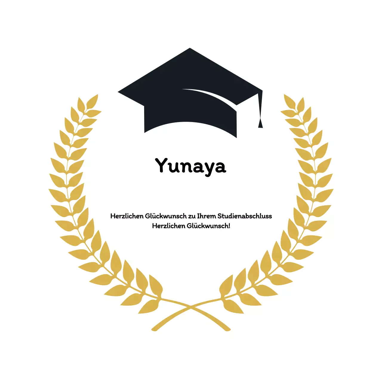 Schwarz-goldene Illustration der Abschlussfeier