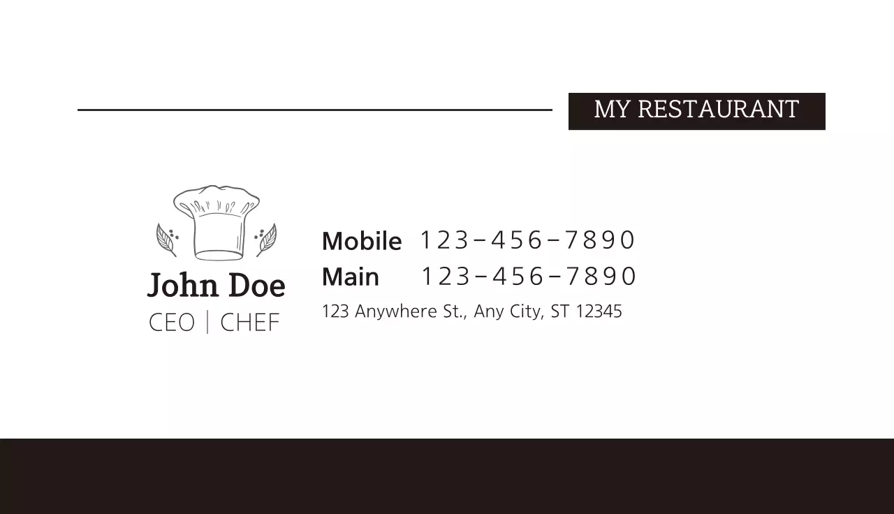 Black Minimal Restaurant Business Card