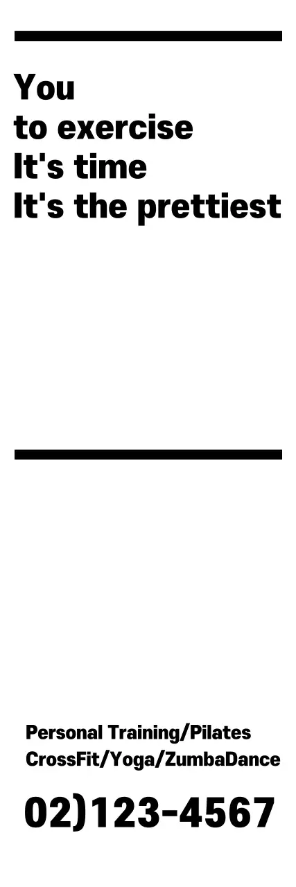 Banner promocional de fitness minimalista preto