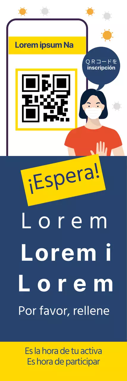 Etiquetas ilustradas en azul y amarillo con la corona limpia