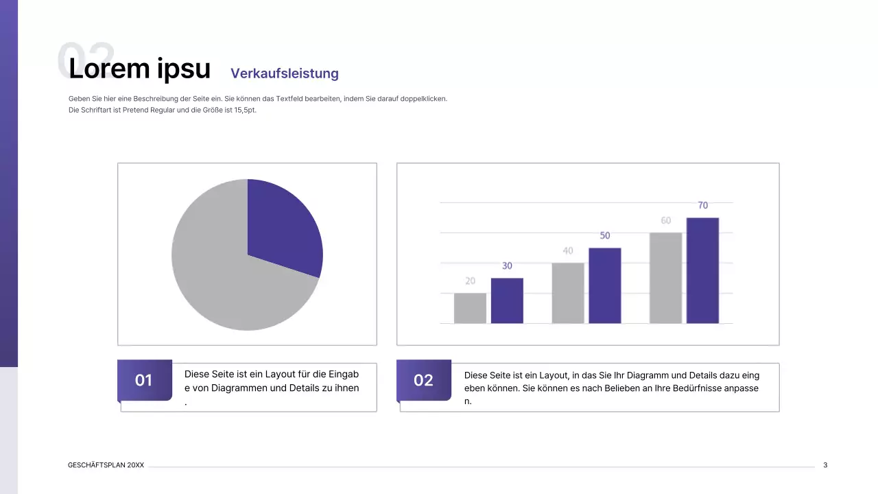 Business-Plan-Präsentation Kit mit lila Gradient Index-Konzept