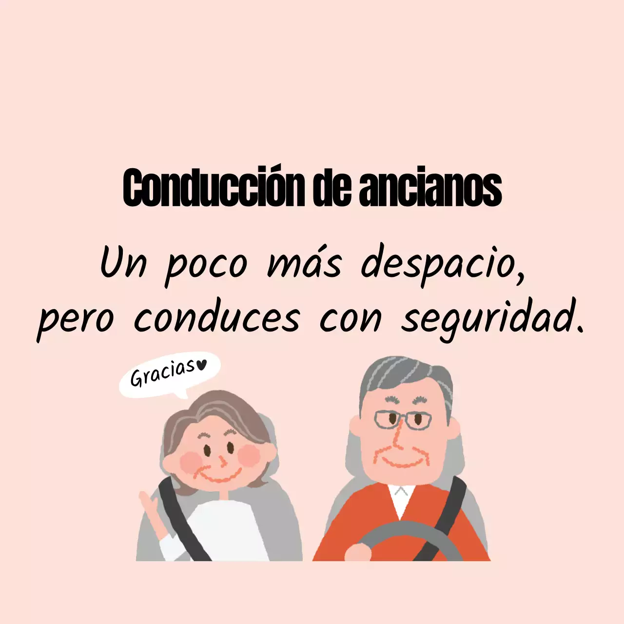 Guía ilustrada rosa de conducción segura para parejas mayores