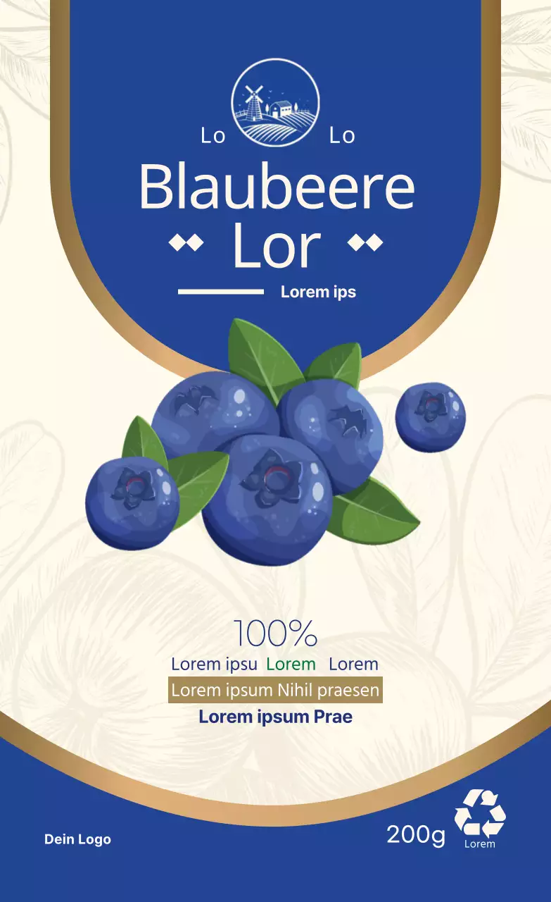 Blaue luxuriöse Blaubeer-Etiketten