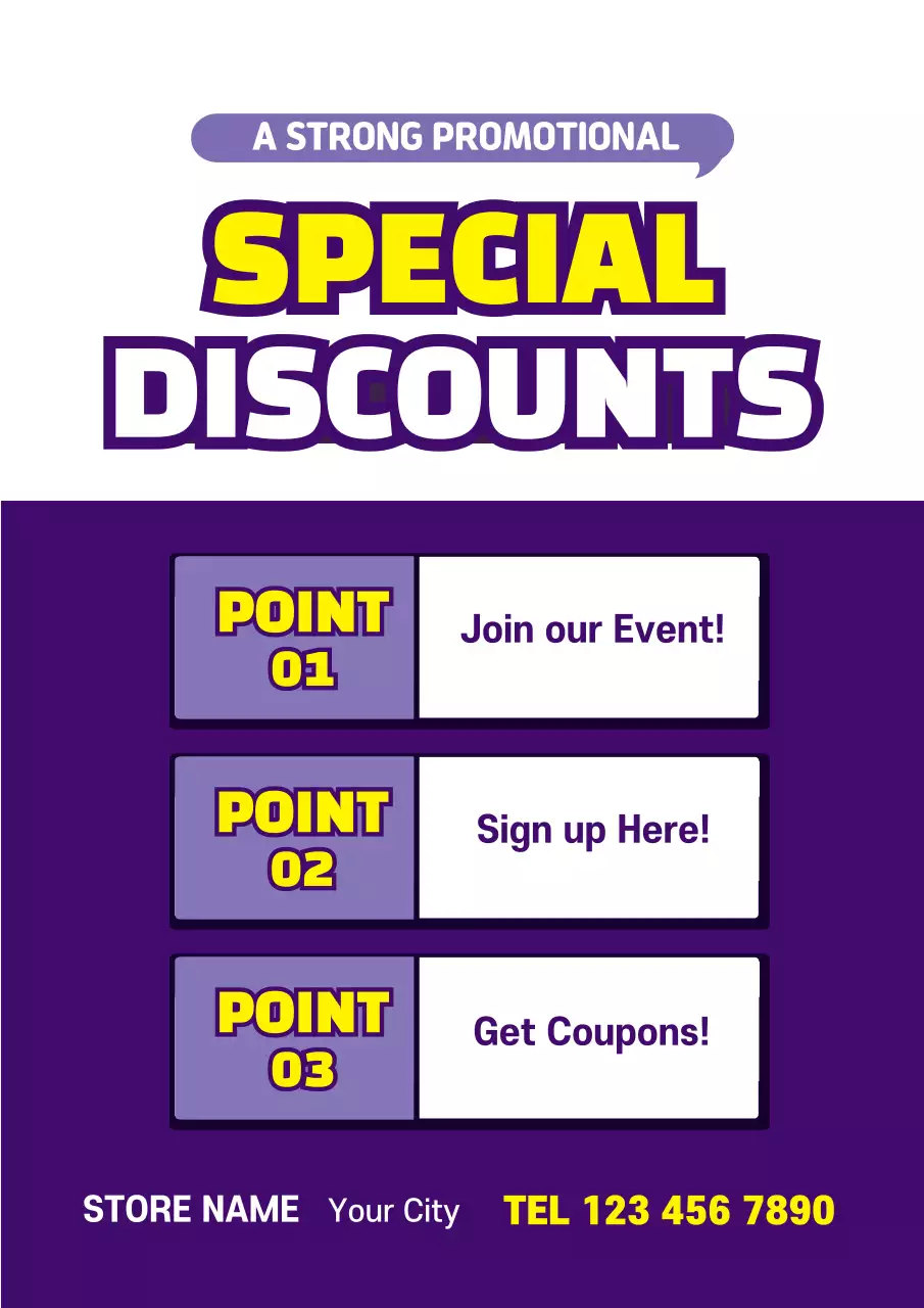 Purple Bold Discounts Promotion Poster