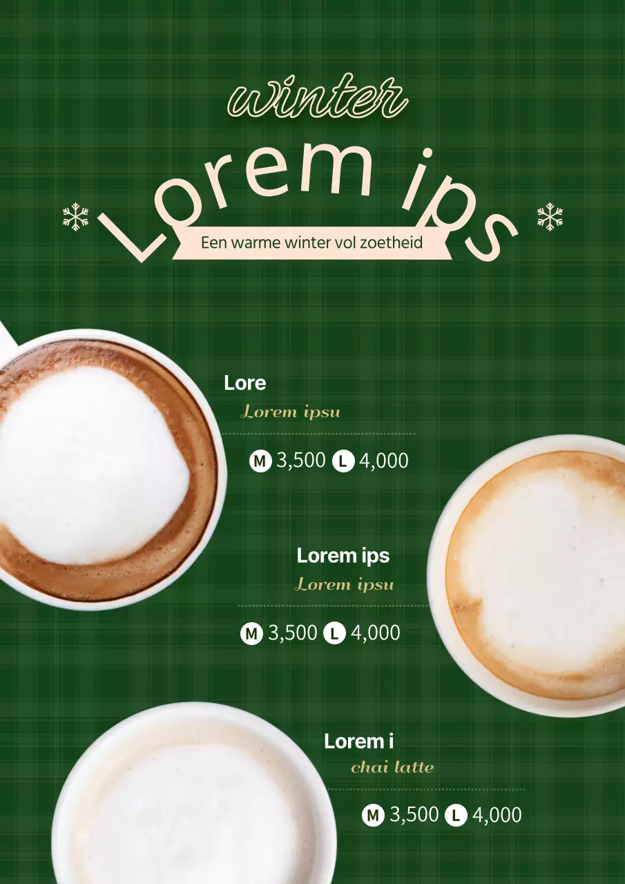 Een schone winter drankkaart poster