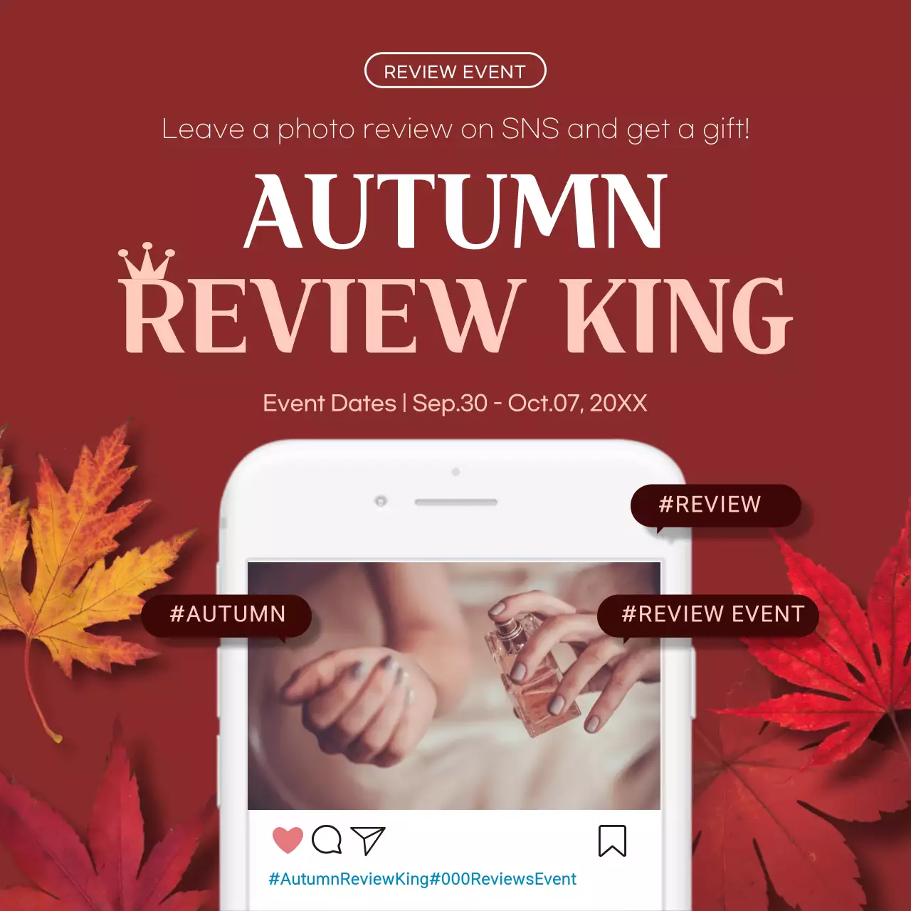 Red Trendy Review Promotion Instagram Post