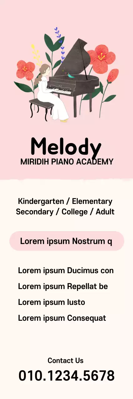 Banner de propaganda de piano elegante rosa