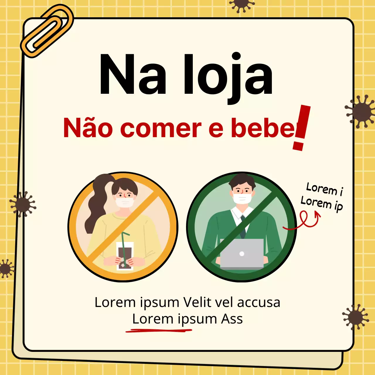 Ilustração com fundo amarelo Guia de distanciamento social do café Corona