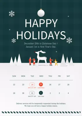 Green Modern Holiday Announcement Poster