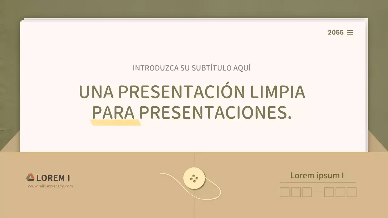 Para presentaciones con un concepto de documento limpio en tonos oliva y beige