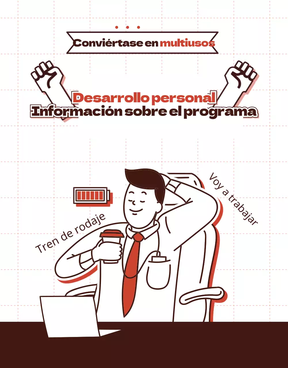 Página de información del programa de desarrollo personal con puntos rojos