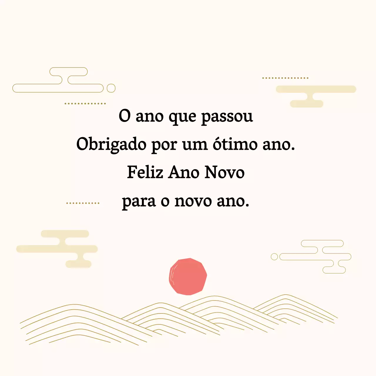 Etiqueta de felicitações de Ano Novo ilustrada em vermelho marfim