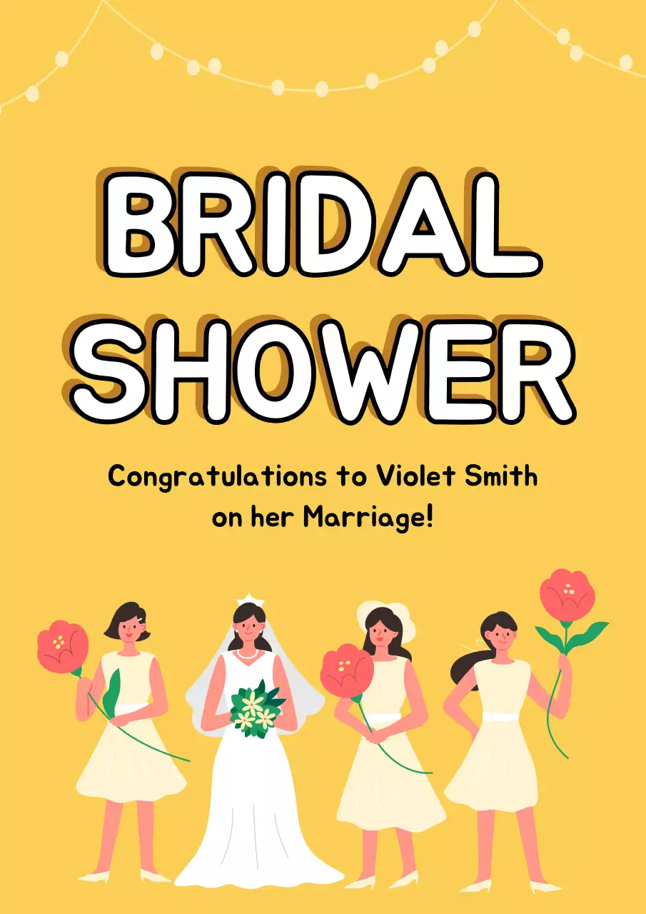 Yellow Trendy Bridal Invitation Poster