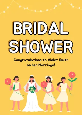 Yellow Trendy Bridal Invitation Poster