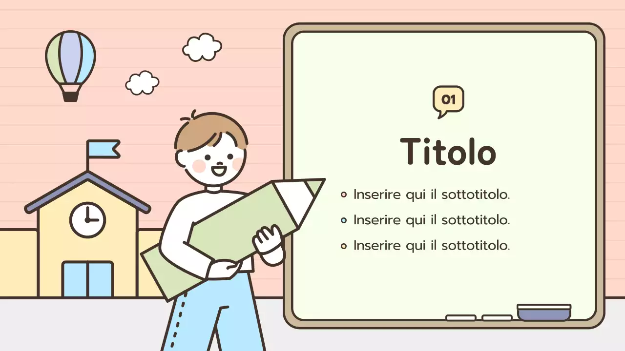 Illustrazioni simpatiche a tema lavagna pastello per l'uso in classe