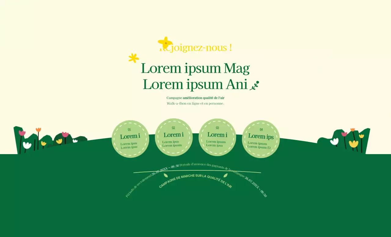 A propos de la campagne verte et jaune pour un style propre de marche au travail