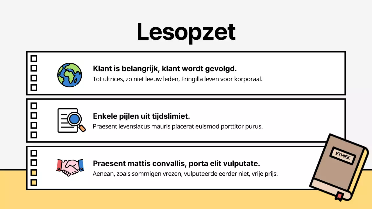 Heldere en schattige illustraties over het leven en ethiek