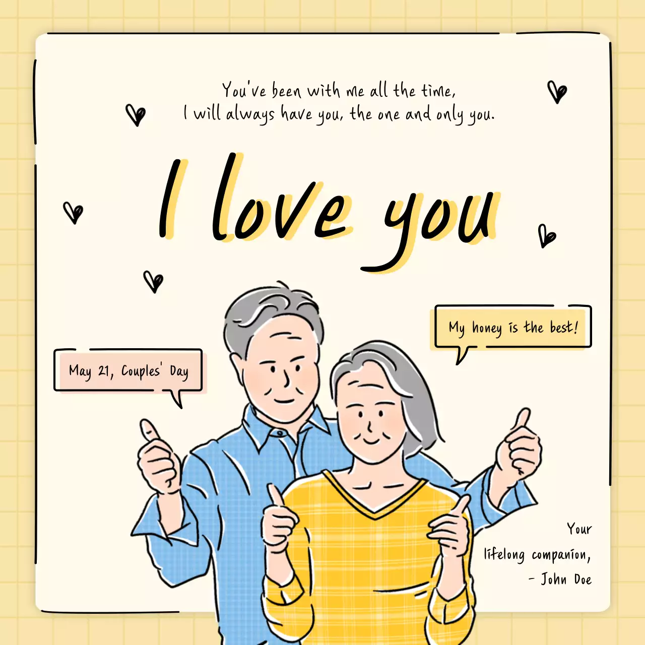 Yellow Comic Love Invitation Social Media Post
