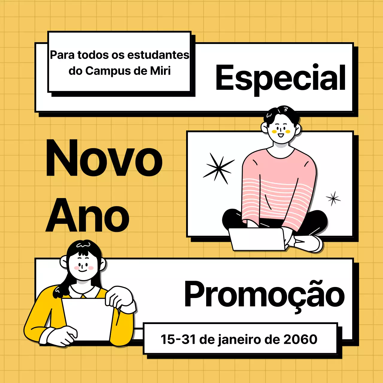 Eventos de regresso às aulas em amarelo e preto