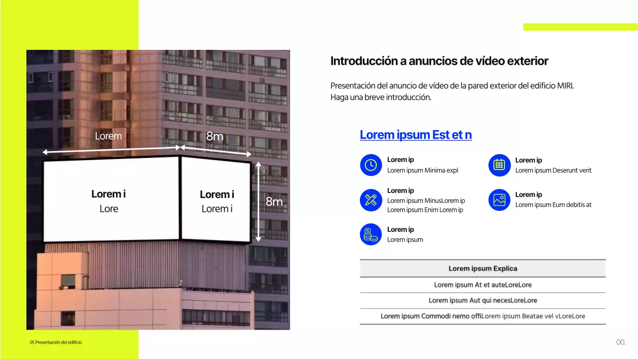 Propuesta de valla publicitaria de un edificio en cal y azul