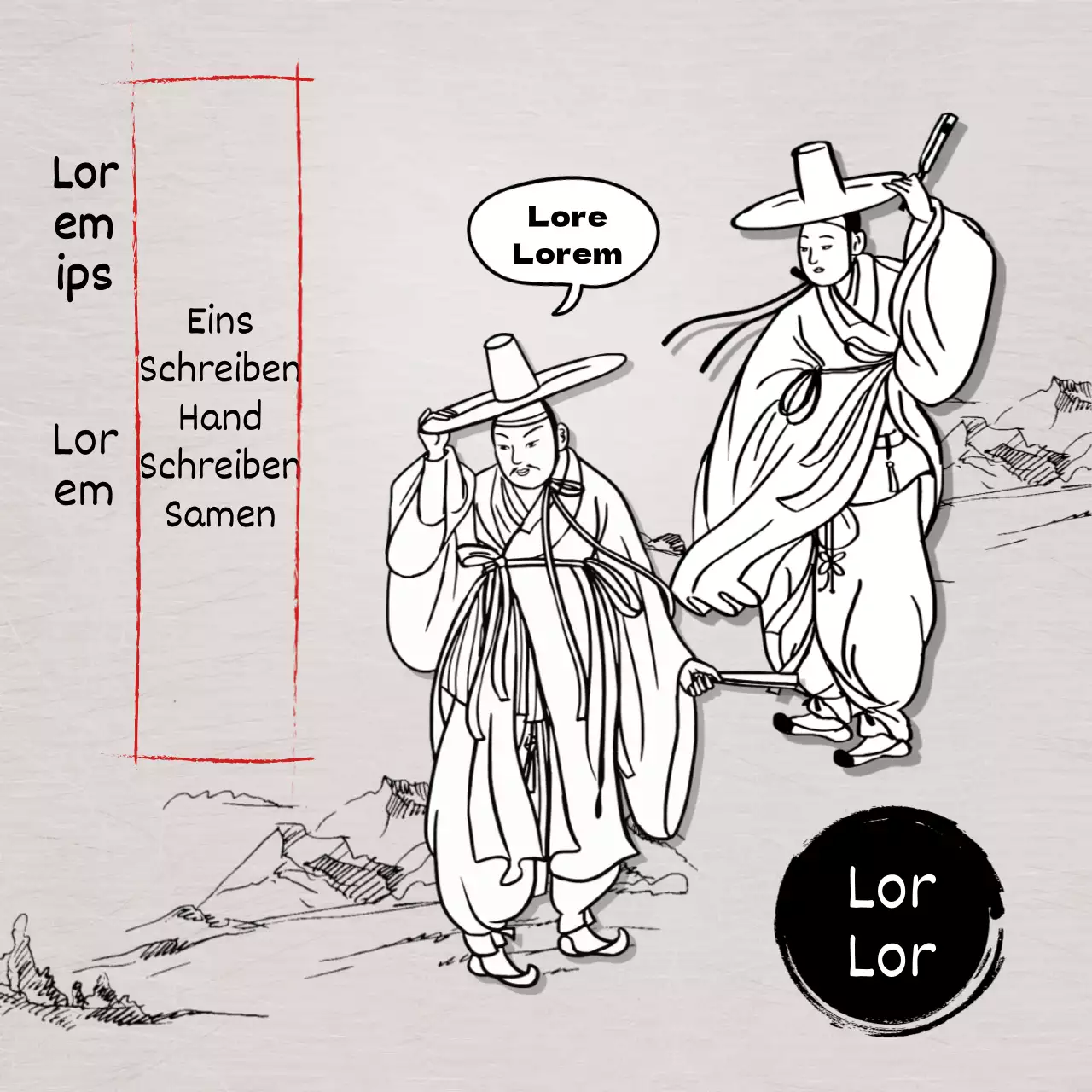 Orientalische koreanische Kalligraphie-Promotion mit traditioneller Note